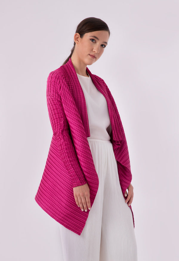 Choice Electric Pleated Waterfall Cardigan Pink