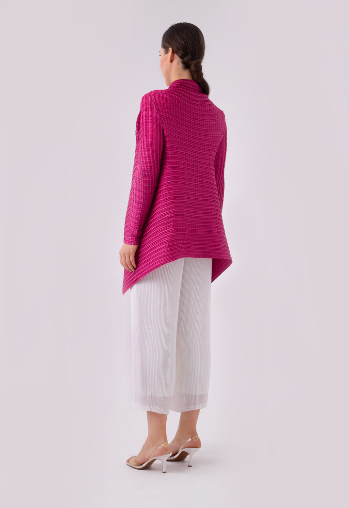 Choice Electric Pleated Waterfall Cardigan Pink