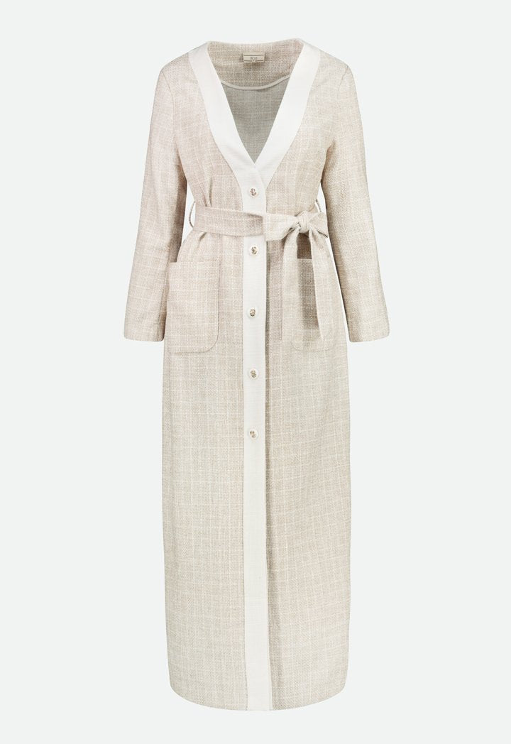 Choice Maxi Tweed Outerwear Beige - Wardrobe Fashion