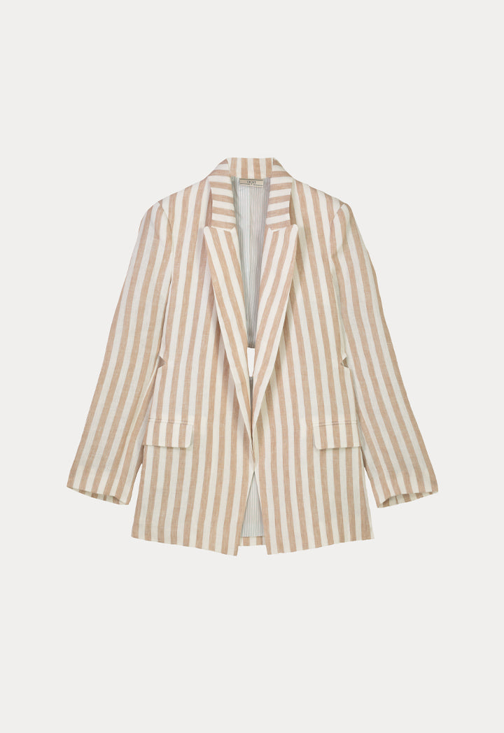 Choice Side Cut Out Striped Blazer Off white-Beige