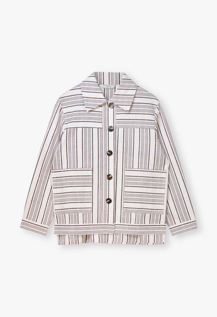 Choice Striped Pattern Shirt Jacket Stripe