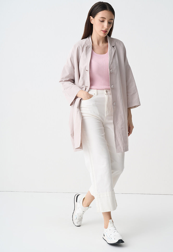 Choice Solid Single Breasted Jacket Beige