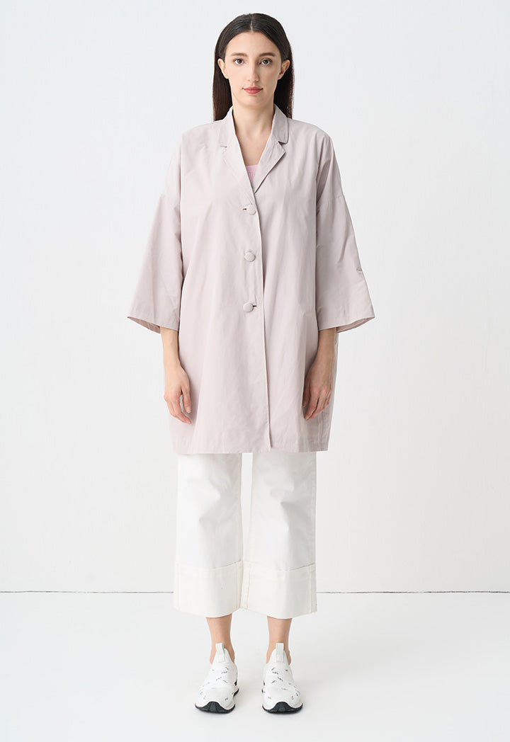 Choice Solid Single Breasted Jacket Beige