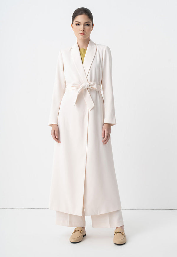 Choice Double-Breasted Belted Outerwear Cream