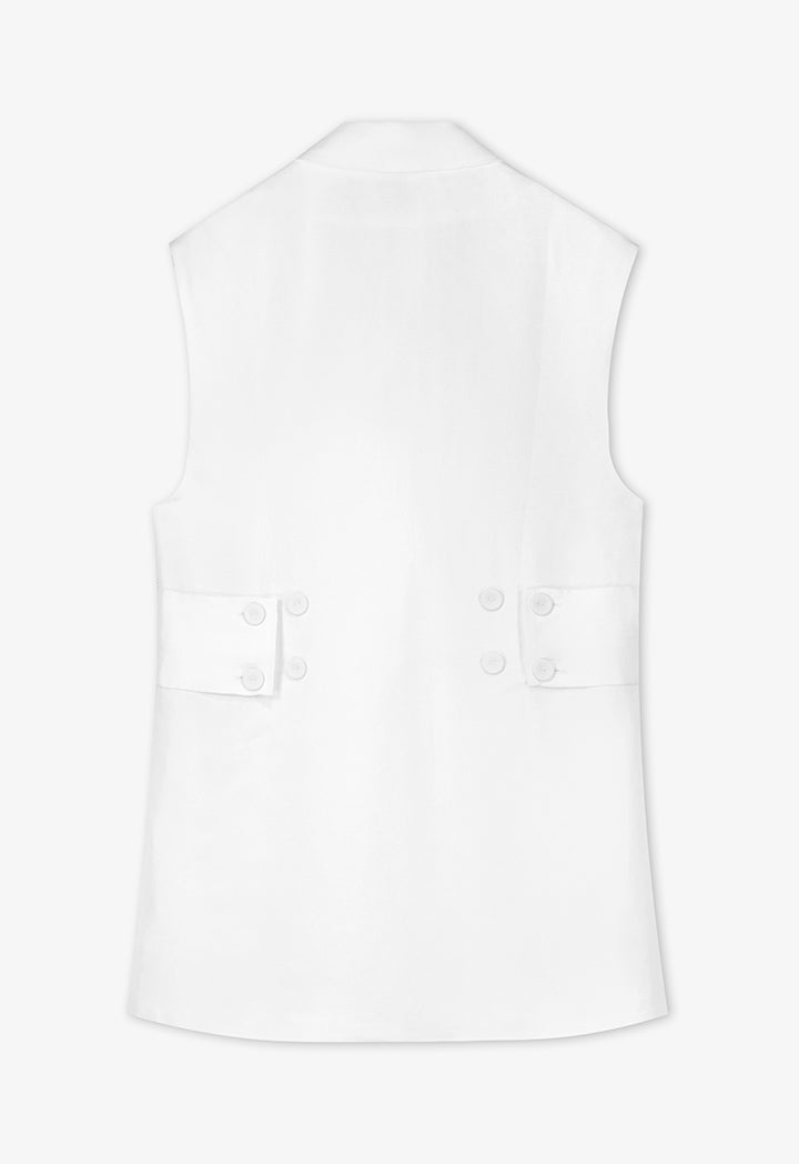 Choice Double Breasted Notched Collar Gilet Off White