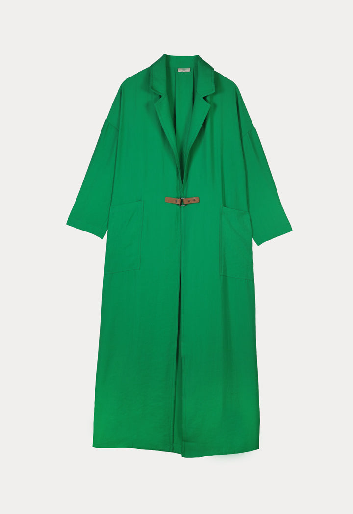 Choice Notch Lapel Maxi Outer Jacket Green