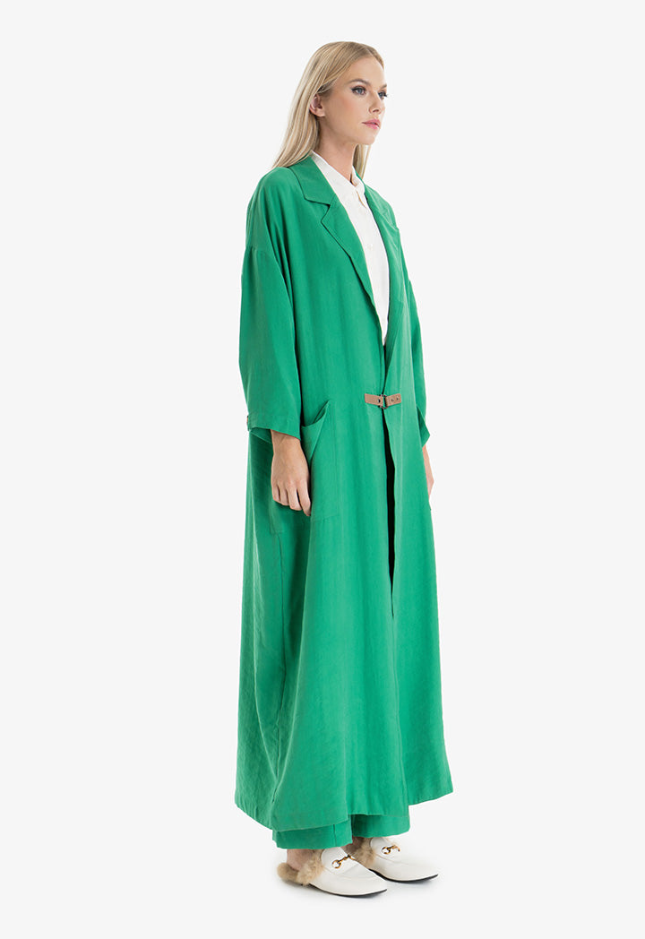 Choice Notch Lapel Maxi Outer Jacket Green