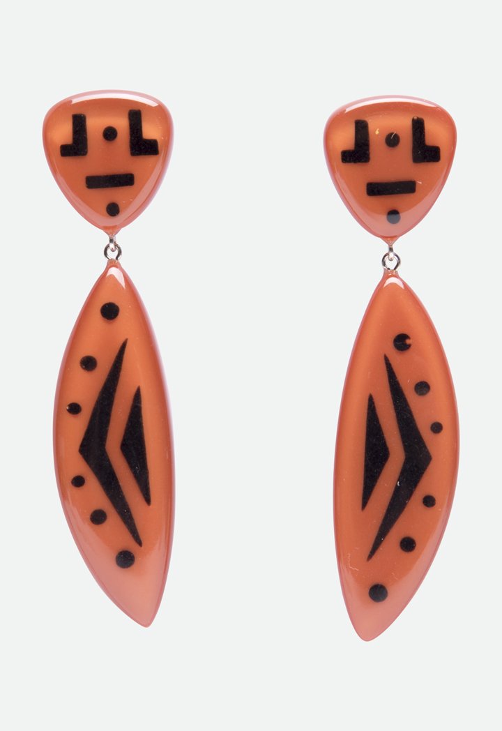 Choice Contrast Graphic Beads Earrings Orange - Wardrobe Fashion