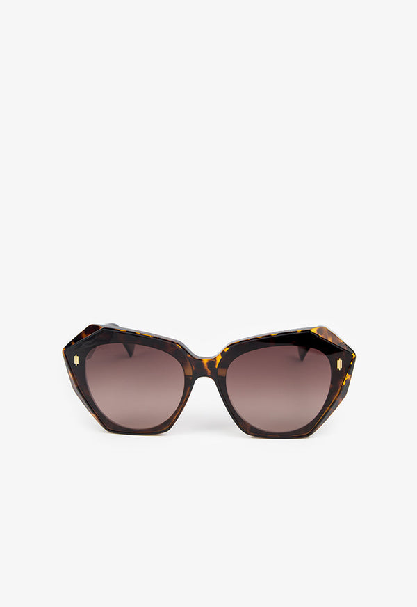 Choice Oversize Dark Cat Eye Sunglasses Brown