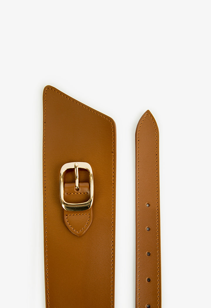 Choice Solid Belt With Buckle Detail Camel