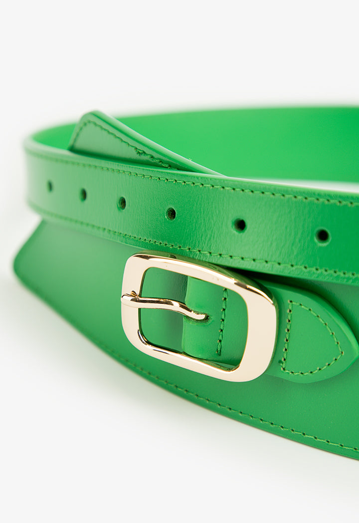 Choice Solid Belt With Buckle Detail Green