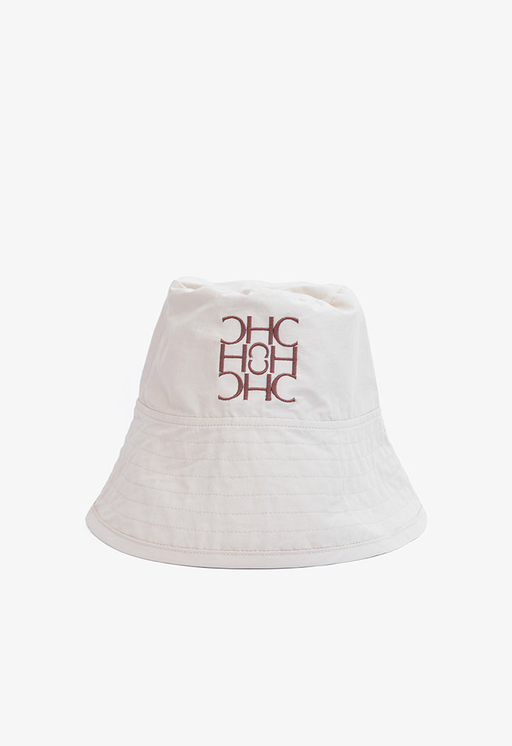 Choice Solid Branded Bucket Hat  Beige