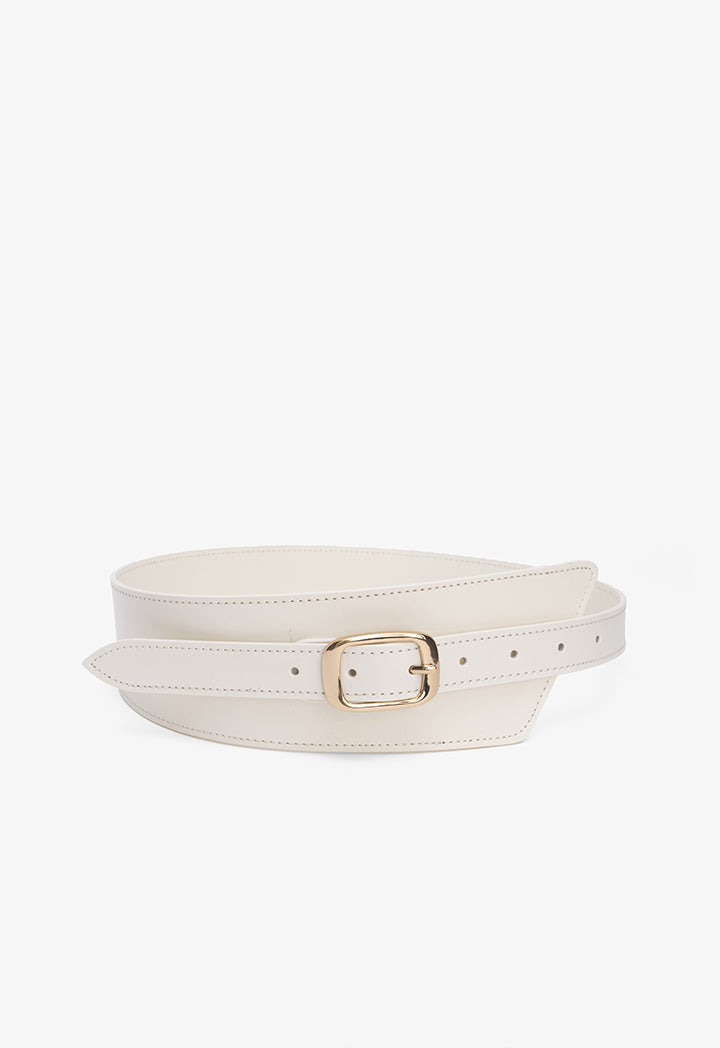 Choice Solid Wide Waist Belt Off White