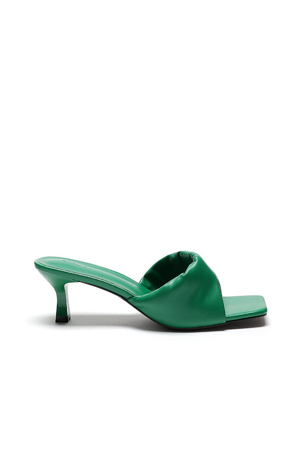 Choice Twisted Open Toe Kitten Heel Slide Sandals Green