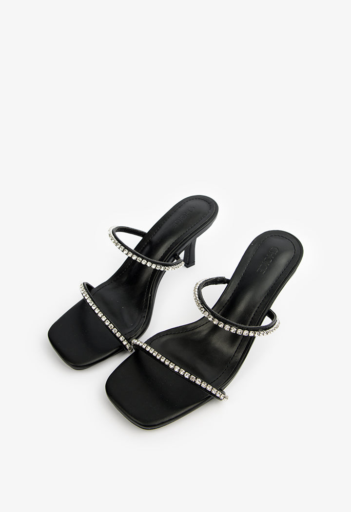 Choice Embellished Strappy Slip On Sandals Black