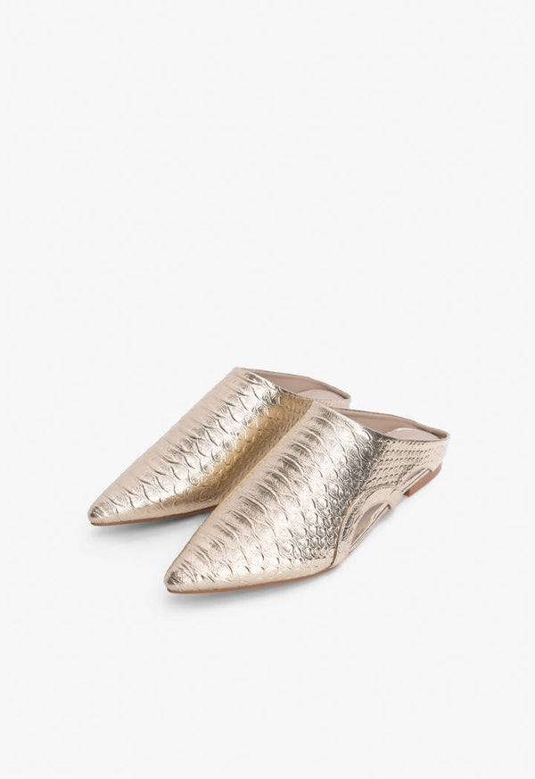 Choice Pointed Toe Metallic Mules Gold