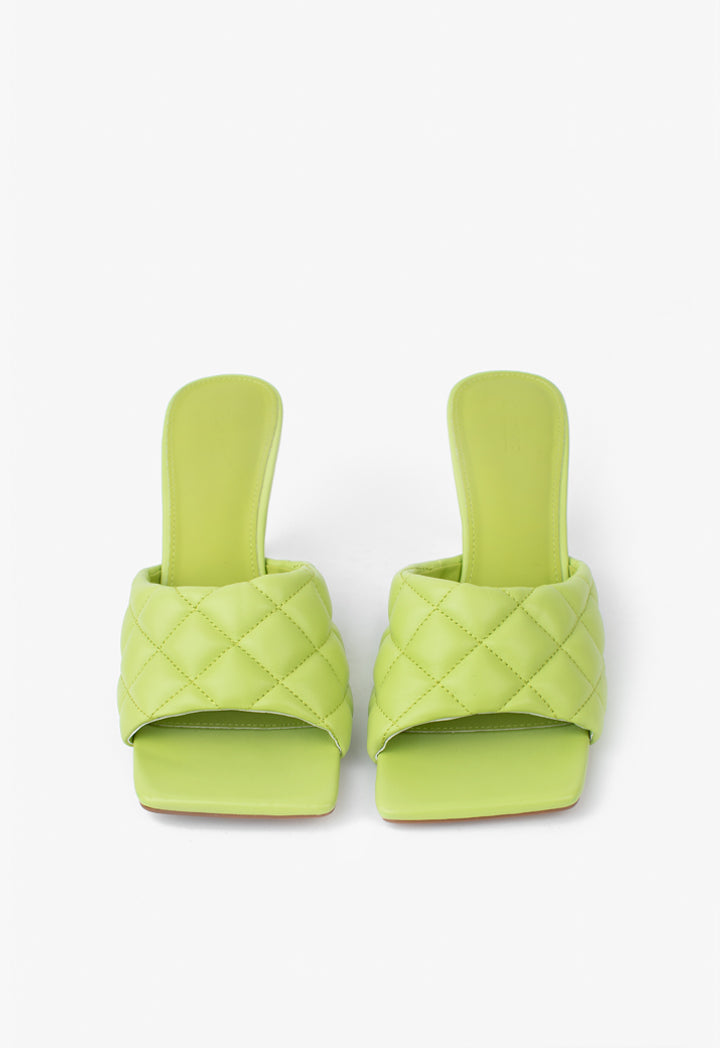 Choice Solid Quilted Heeled Sandals Lime