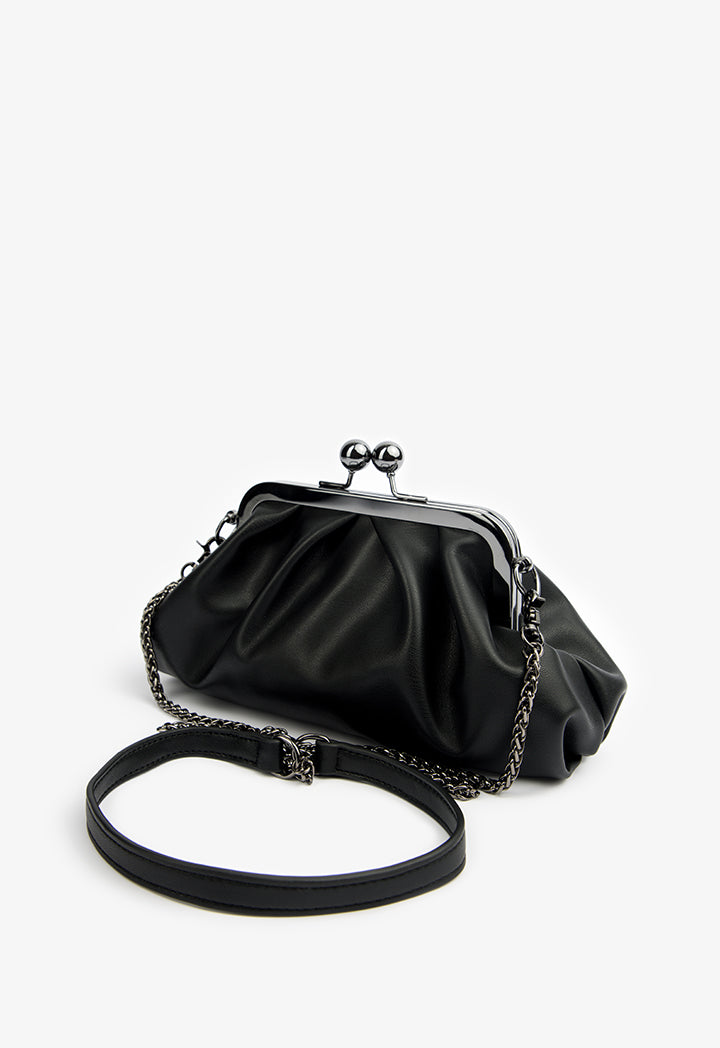 Choice Clutch Bag With Metallic Chain Black