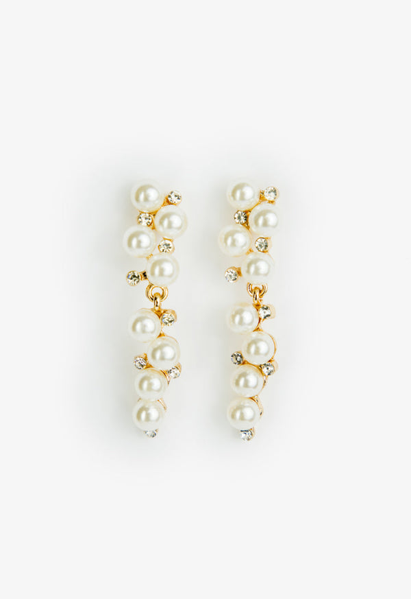 Choice Pearl-Stone Detail Earrings White