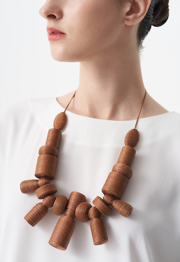 Choice Earthy Thread Wrapped Necklace Brown