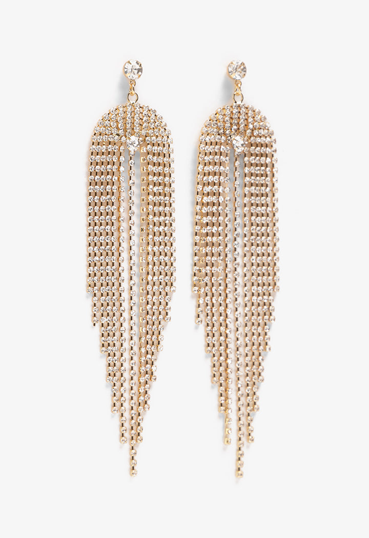 Choice Crystal Tussles Earrings Gold