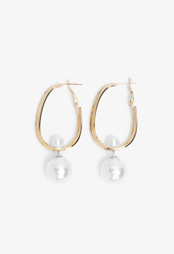 Choice Abstract Faux Pearls Golden Earrings Gold