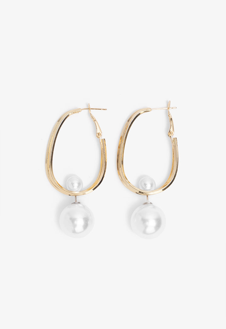 Choice Abstract Faux Pearls Golden Earrings Gold
