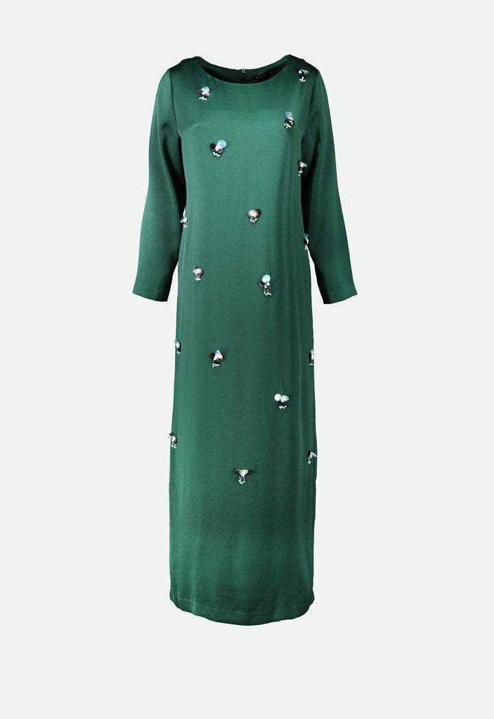 Choice Sequin Details Straight Dress Emerald
