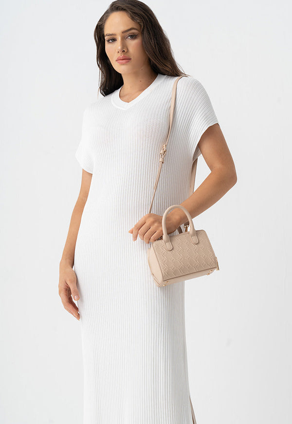 Choice Sleeveless Knitted Maxi Dress Off White