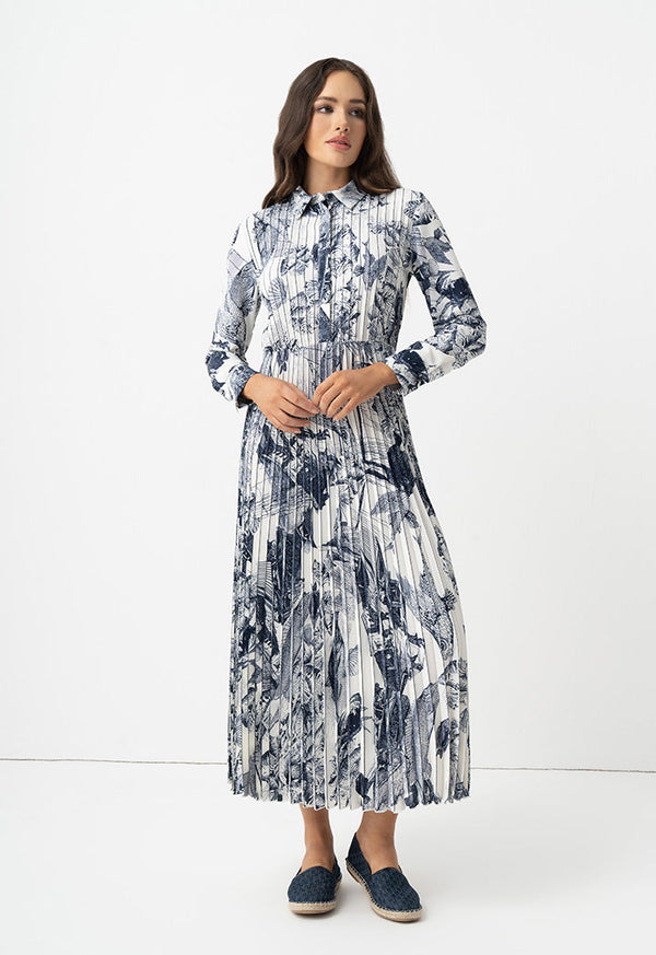 Choice Long Sleeves Printed Maxi Dress Multi Color