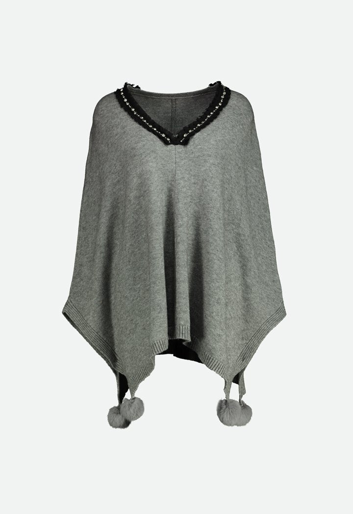 Choice Stud Embellish Knitted Top Grey