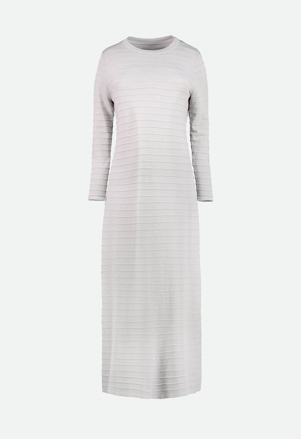 Choice Knitted Embossed Stripe Dress Grey