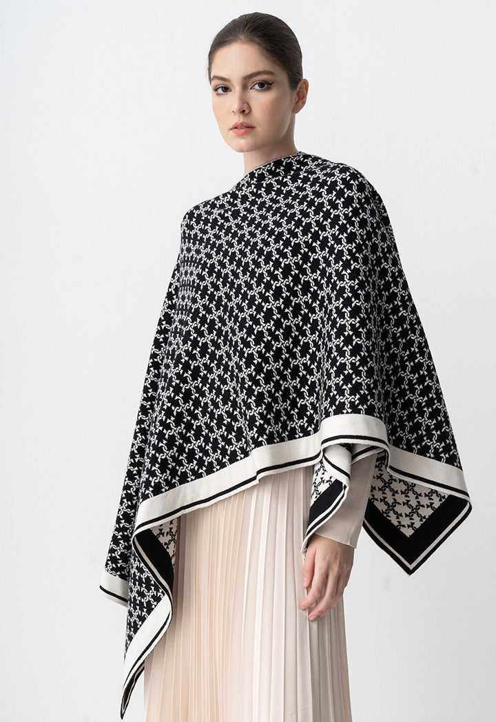 Choice Open Two Toned Winter Poncho Black
