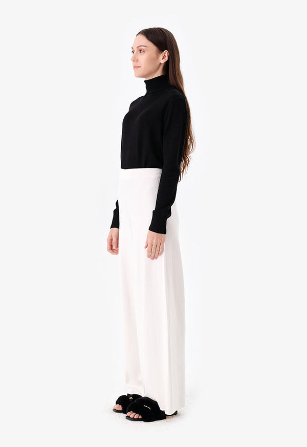 Choice Solid Wide Leg Trousers Offwhite