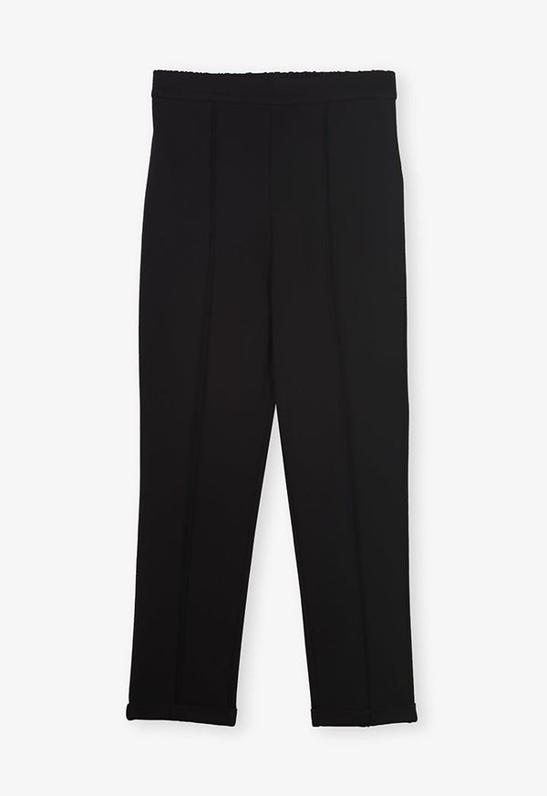 Choice Rib Detailed Solid Trousers Black