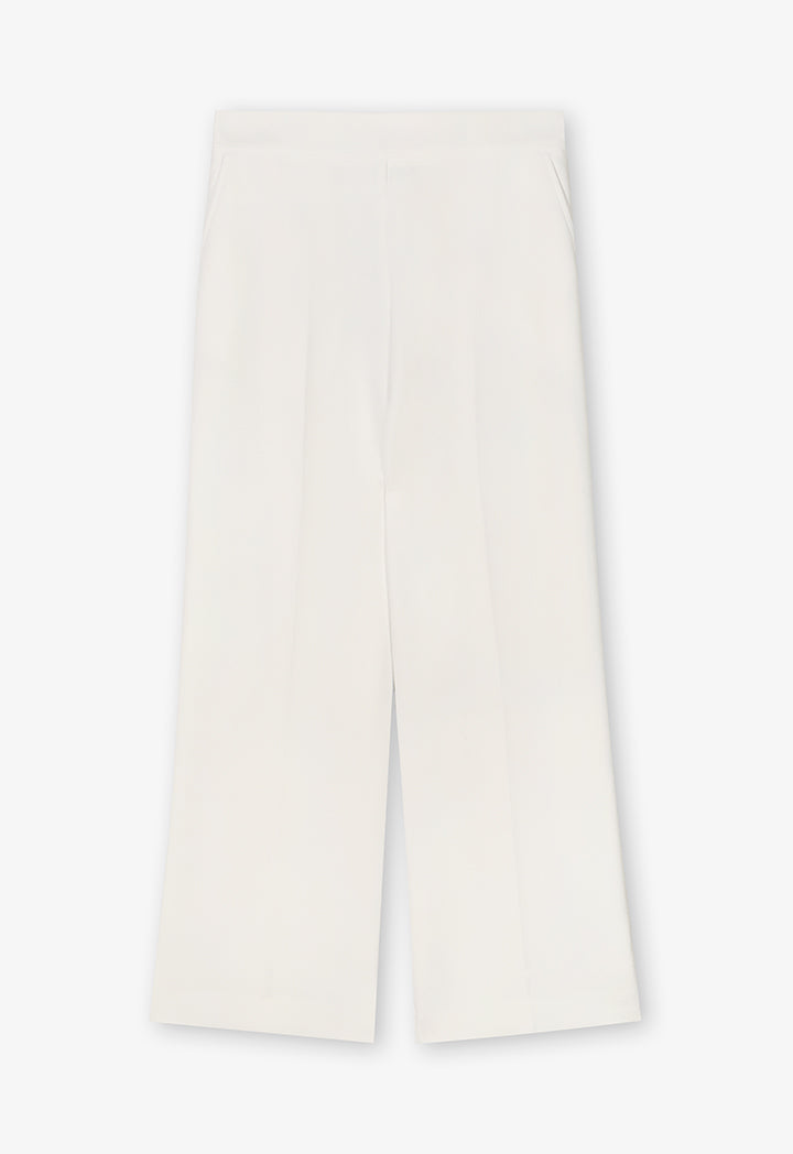 Choice Wide Leg Solid Trousers Off White