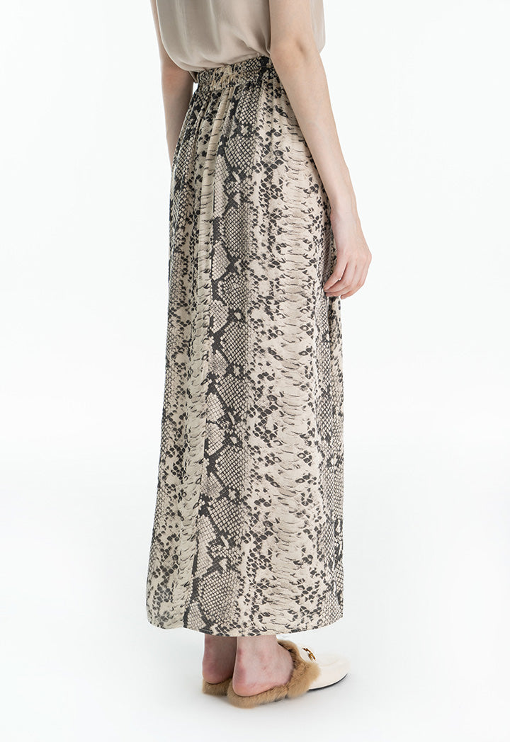 Choice Snake Printed Maxi Skirt Off white