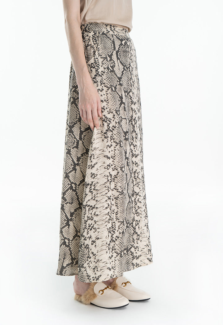 Choice Snake Printed Maxi Skirt Off white