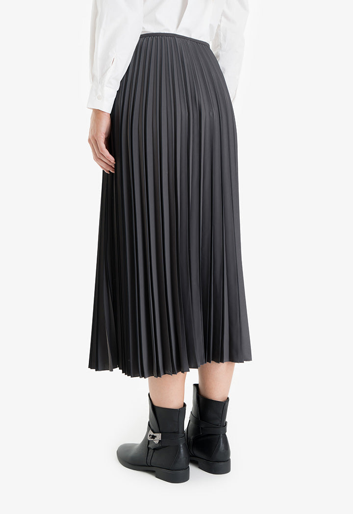 Choice Pleated Midi Skirt Dark Grey