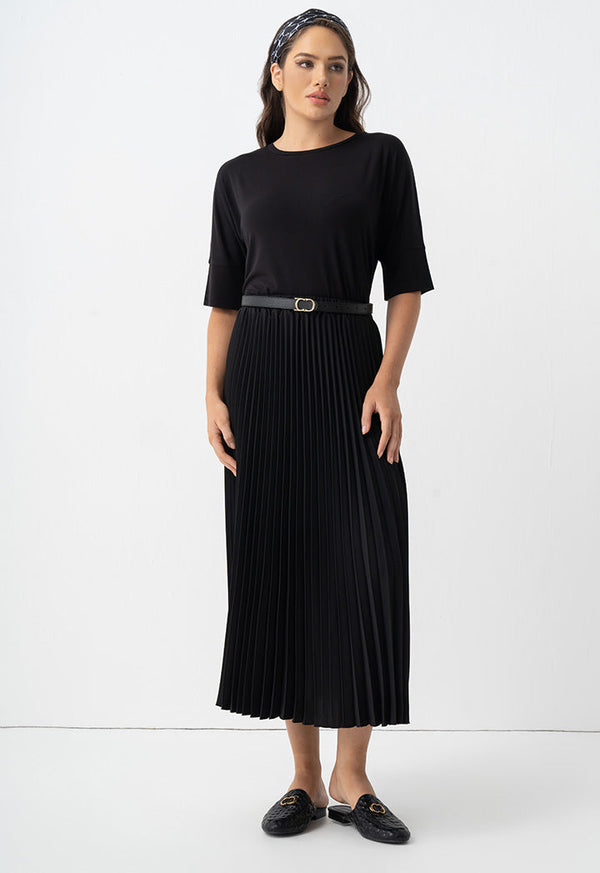 Choice High Waist Pleated Skirt Black