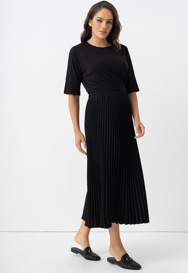 Choice High Waist Pleated Skirt Black