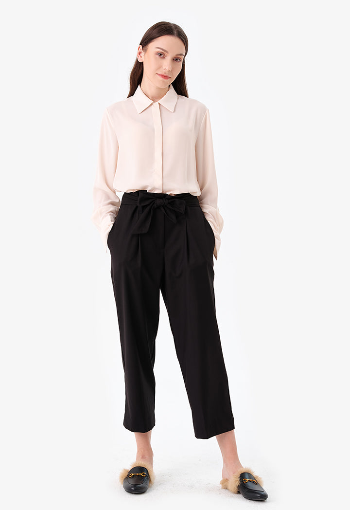 Choice Tie-Waist Detail Trousers Black