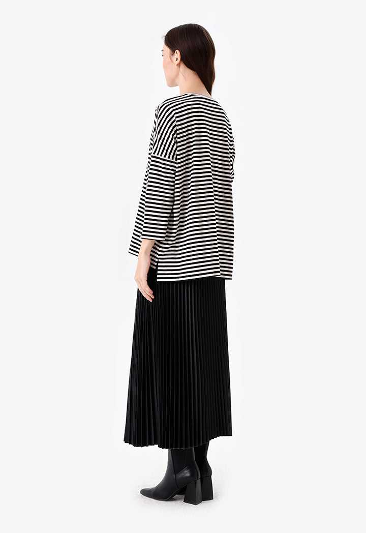 Choice Striped Pattern Shirt Black