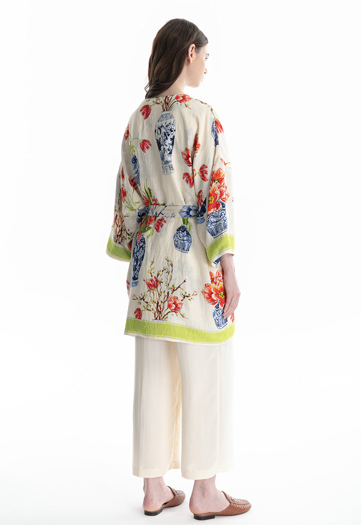 Choice Floral Printed Loose Cardigan Multicolor