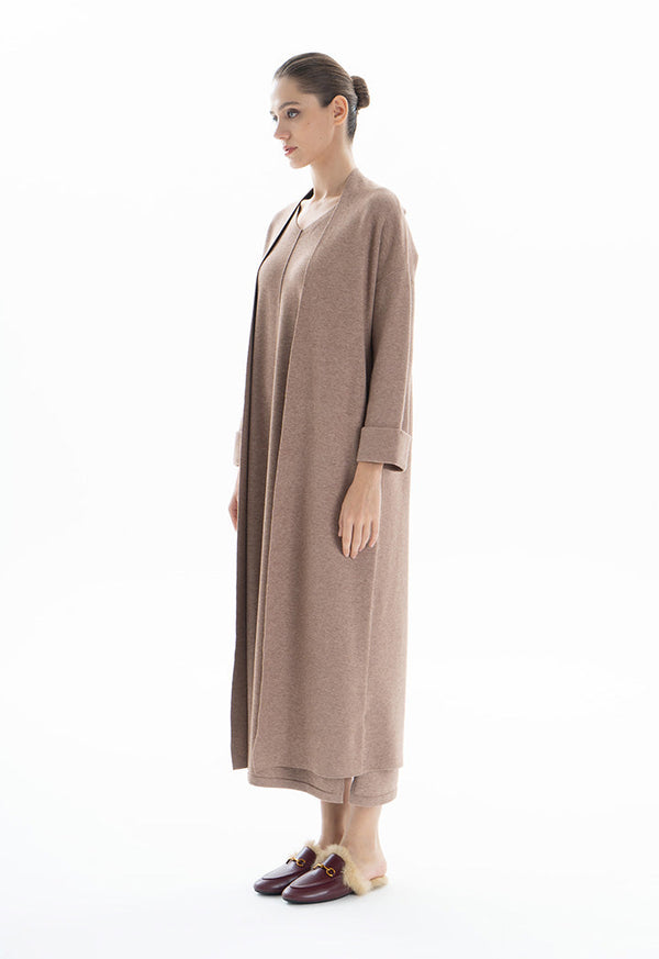 Choice Continuous Neck Solid Abaya Brown