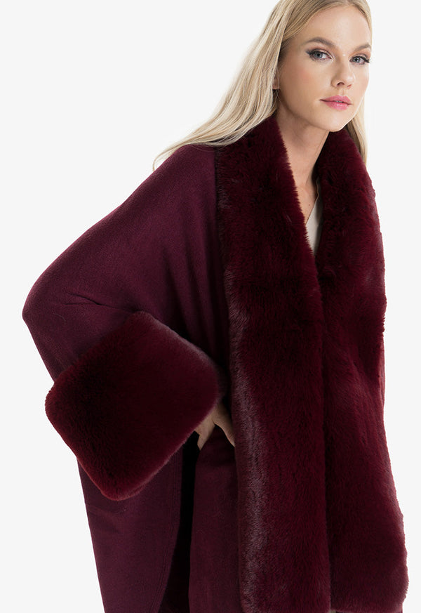 Choice Fur Detail Outer Jacket Burgundy