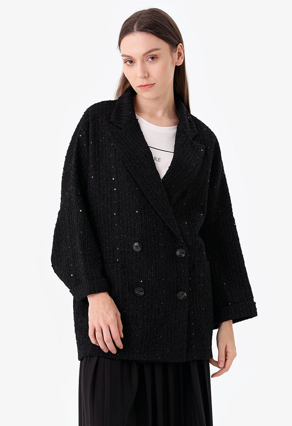 Choice Sequin-Embellished Jacket Blazer Black