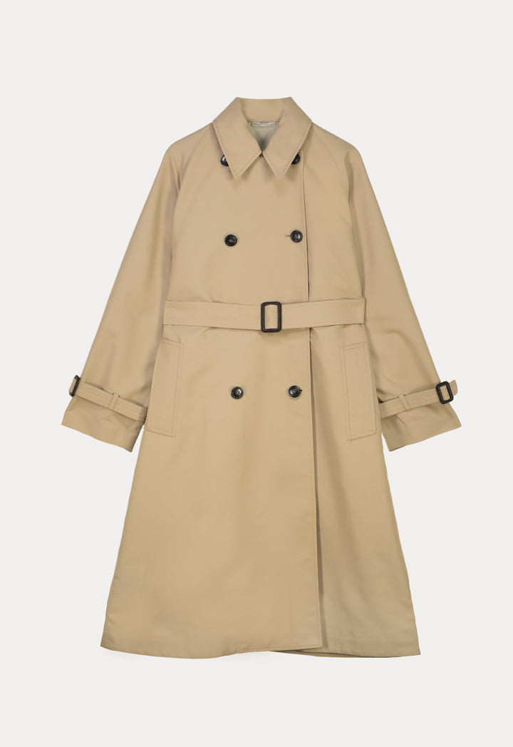 Choice Double Breasted Midi Coat Beige