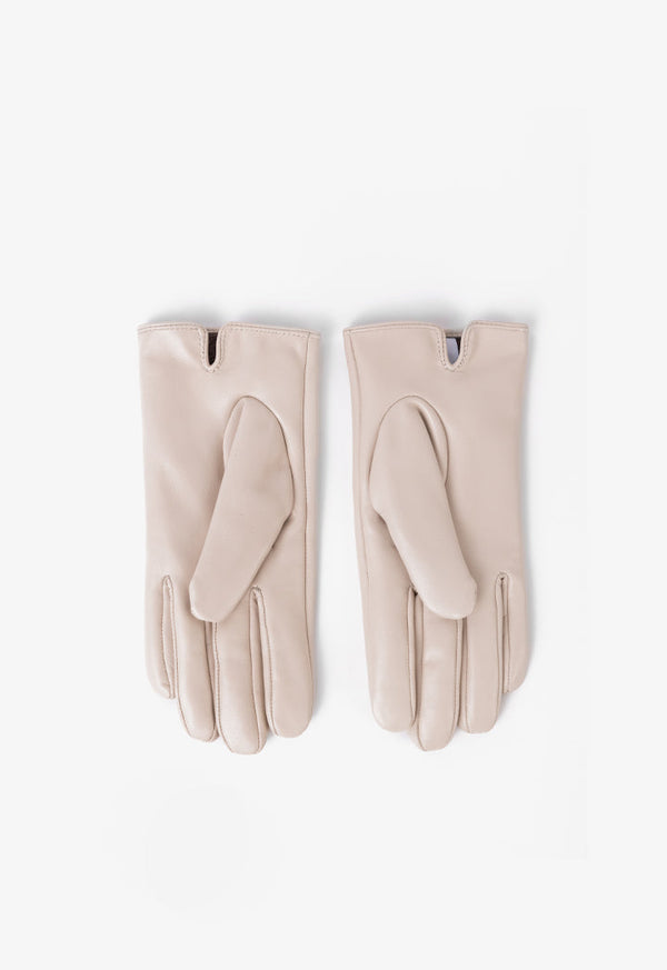 Choice Solid Metal Emblem Gloves Nude