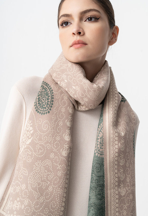 Choice Printed Pattern Winter Shawl Beige